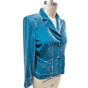 Susan Lewis Rayon Blend Teal Turquoise Velvet Jacket Sz M NWOT